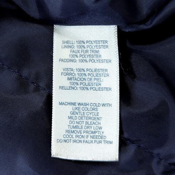 OshKosh B’Gosh Girls Navy Double Breasted Faux Wool Coat Shearling Collar 6 / 6X - Picture 9 of 9